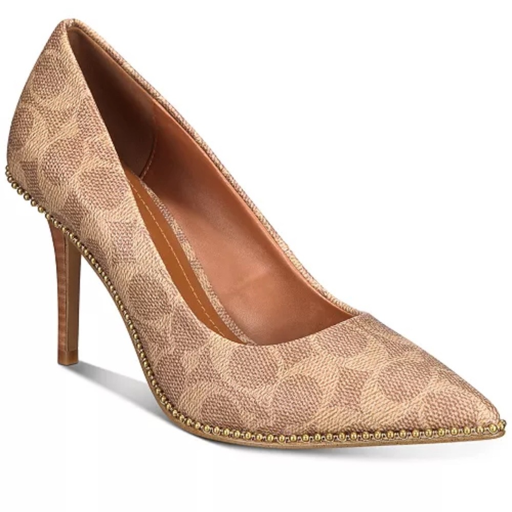 Sold Out Women's Coach Waverly Beadchain Pumps Heels Signature Pointed-Toes